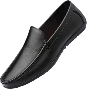 Men's Breathable Leather Loafers ?C Lightweight Slip-On Driving Shoes with Flexible Anti-Slip Sole and Fashionable Design