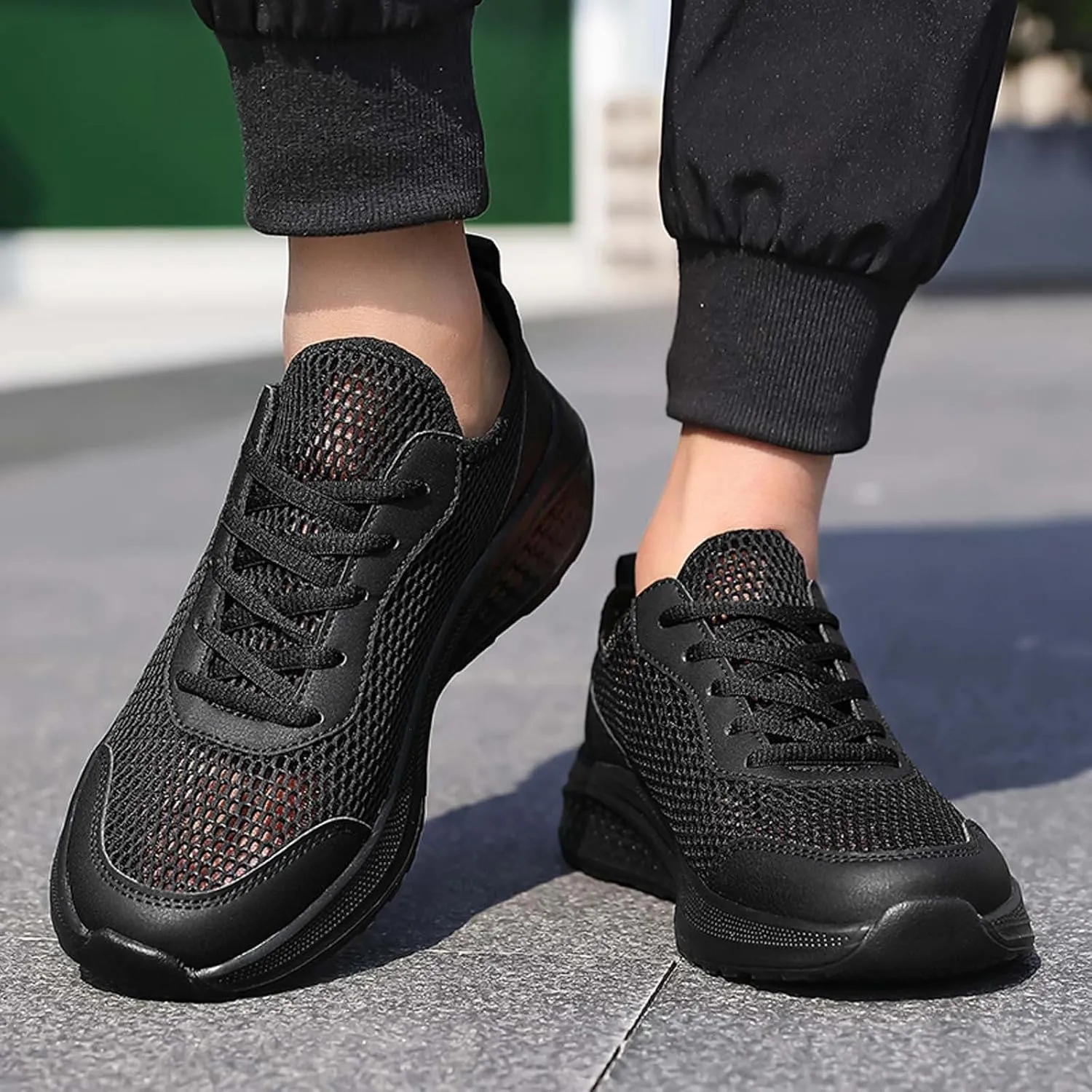 Men's Breathable Sneakers Lightweight Running Shoes for Walking Gym Tennis Casual Outdoor Sports with Slip- Sole