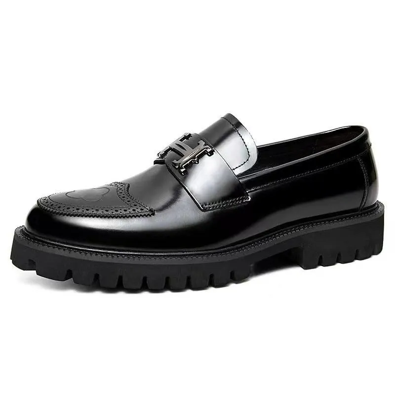 Men's Business British Wedding Black Floral Oxfords Loafers