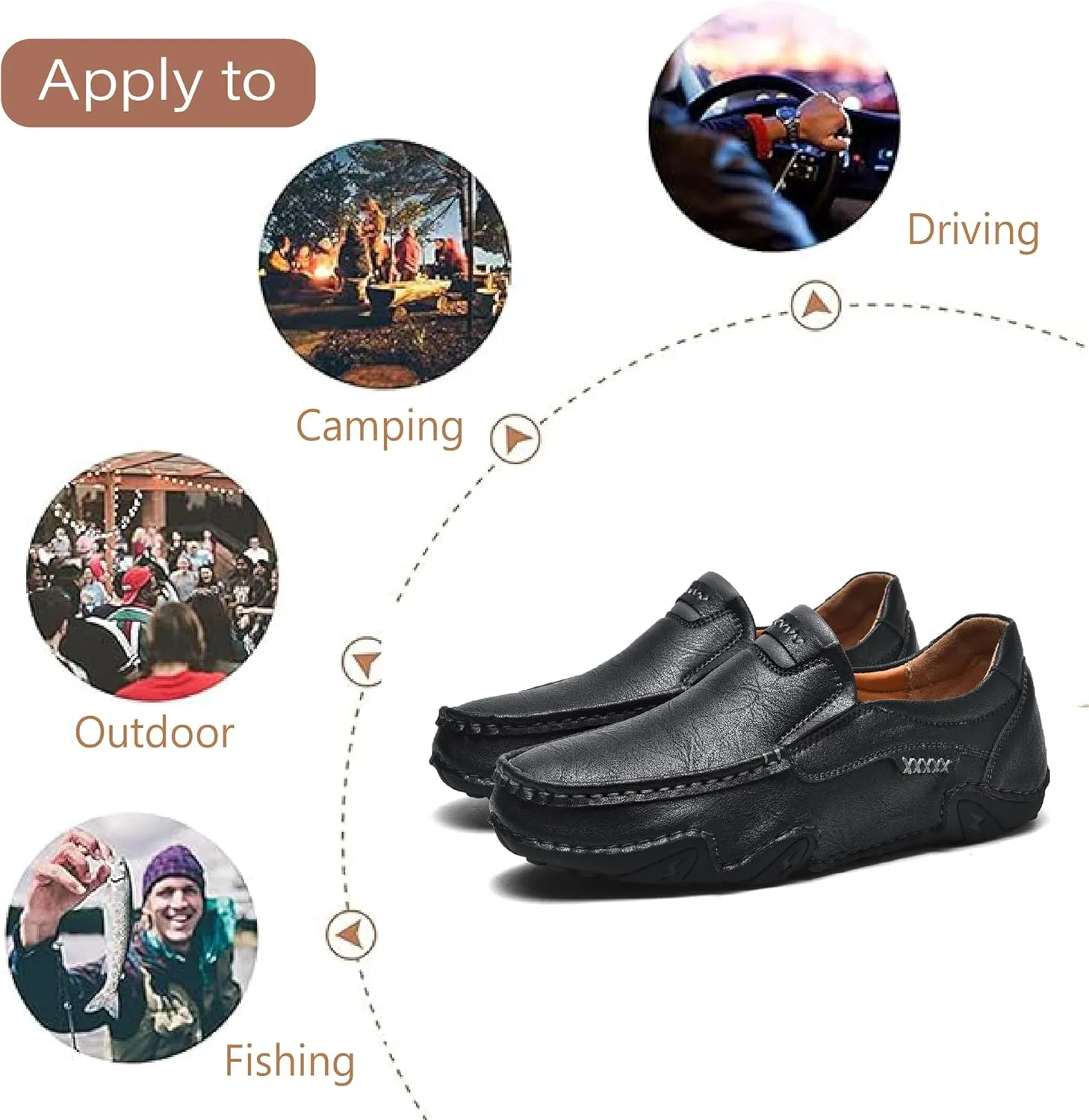 Mens Business Loafers Leather Casual Oxford Shoes Lightweight Soft Work Shoes Non-Slip Comfortable Driving
