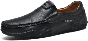 Mens Business Loafers Leather Casual Oxford Shoes Lightweight Soft Work Shoes Non-Slip Comfortable Driving