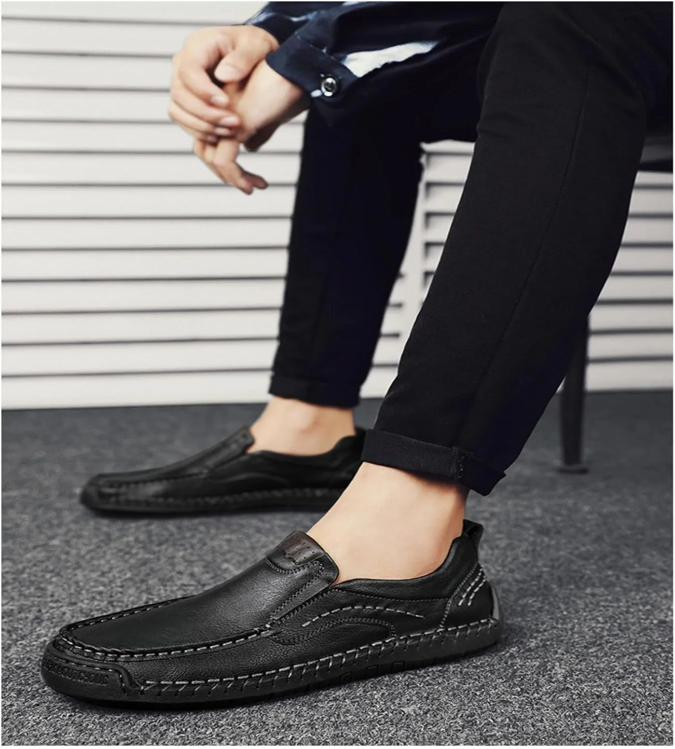 Men's Casual Leather Loafers, Shoes, Slip-in Dress Shoes, Walking Driving Shoes