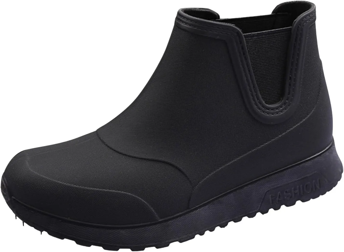 Men's Comfortable Insole Rain Boots Durable Mid Calf Deck Boots Waterproof Non Slip Rain Shoes Men Casual Garden Shoes Lightweight Kitchen Labor Shoe Black Fishing Shoe Water Footwear