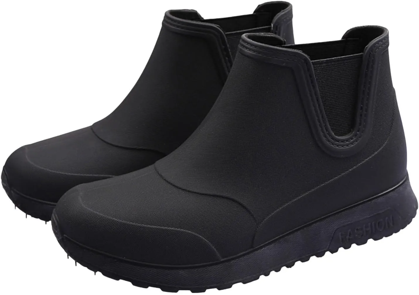 Men's Comfortable Insole Rain Boots Durable Mid Calf Deck Boots Waterproof Non Slip Rain Shoes Men Casual Garden Shoes Lightweight Kitchen Labor Shoe Black Fishing Shoe Water Footwear