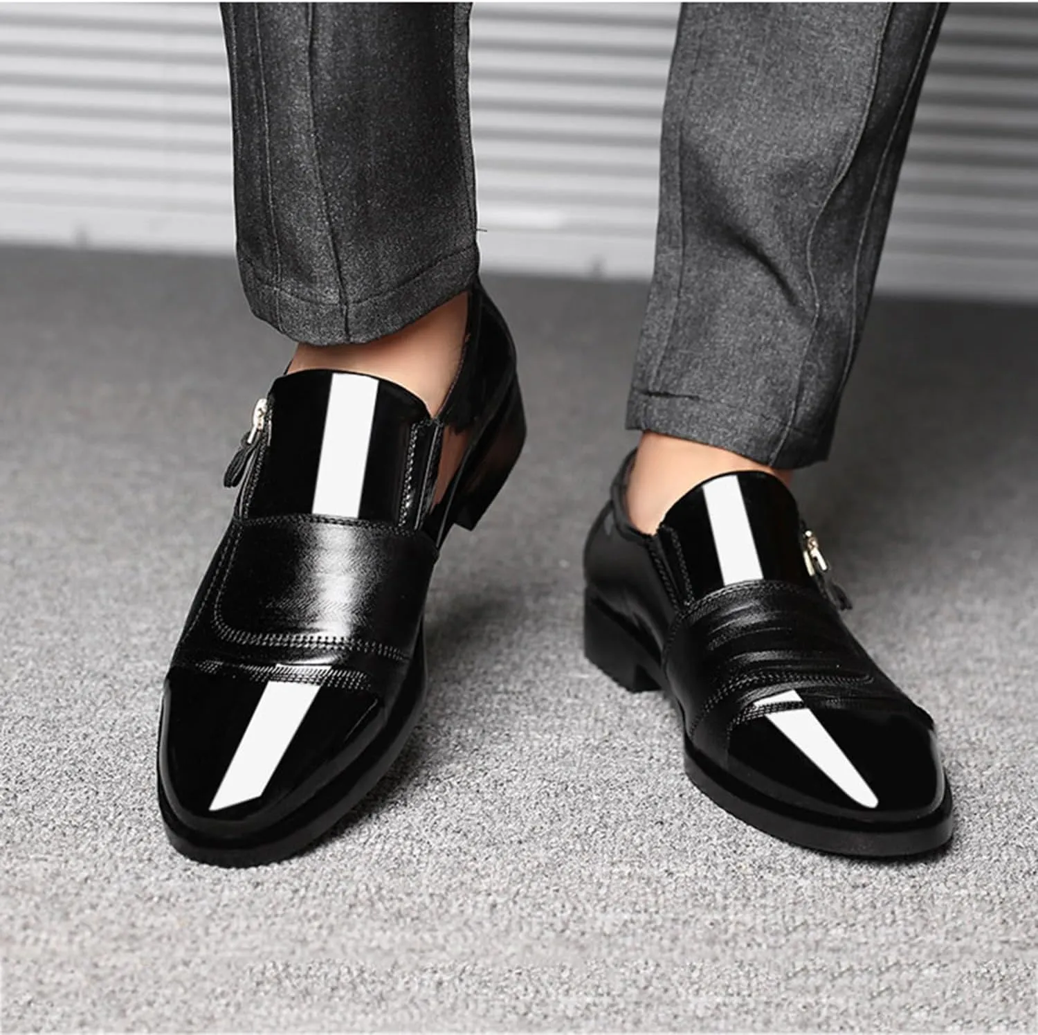Mens Dress Slip On Loafer Shoes Fashion Patchwork Driving Oxfords Wedding Guest Moccasin Formal Business Work Shoes
