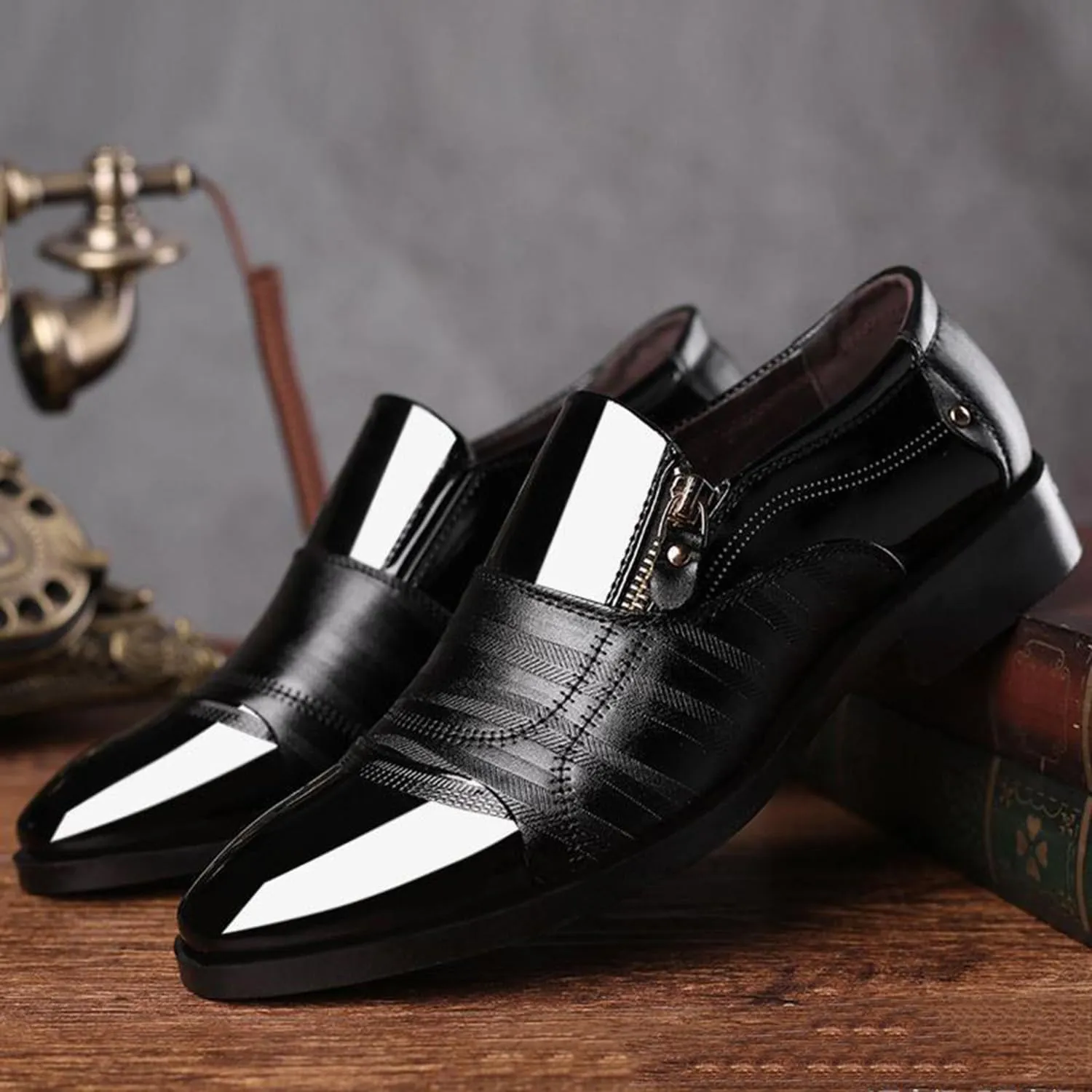Mens Dress Slip On Loafer Shoes Fashion Patchwork Driving Oxfords Wedding Guest Moccasin Formal Business Work Shoes
