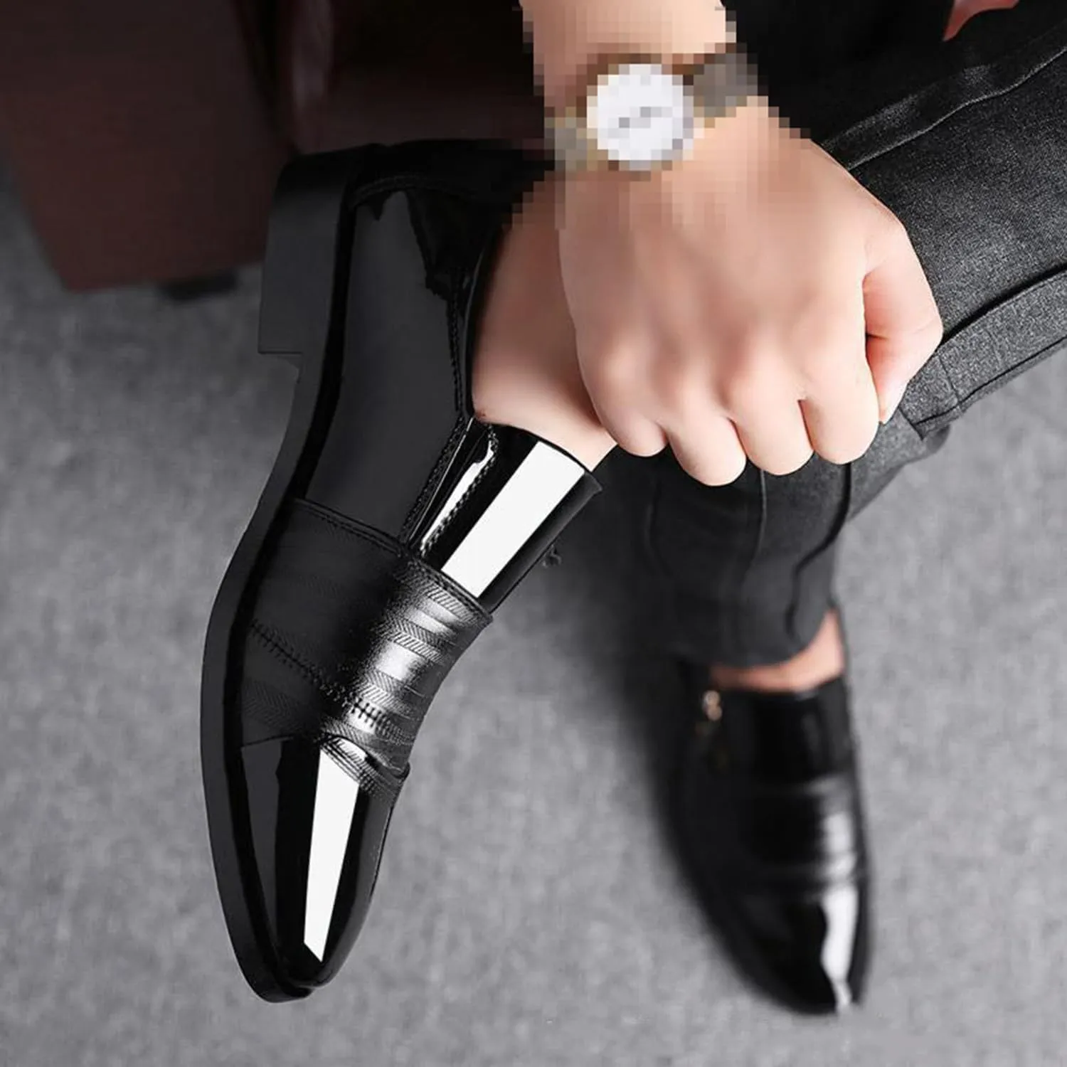Mens Dress Slip On Loafer Shoes Fashion Patchwork Driving Oxfords Wedding Guest Moccasin Formal Business Work Shoes
