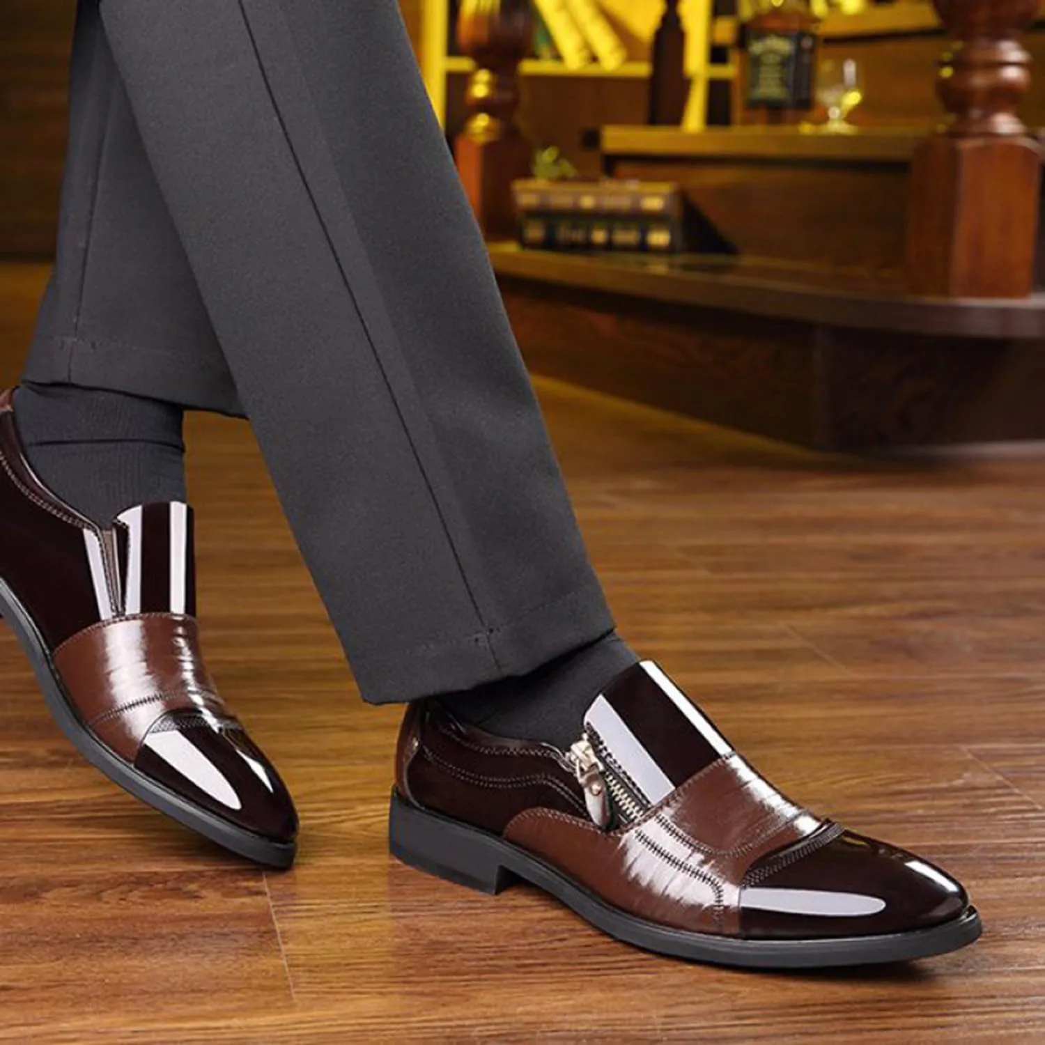 Mens Dress Slip On Loafer Shoes Fashion Patchwork Driving Oxfords Wedding Guest Moccasin Formal Business Work Shoes