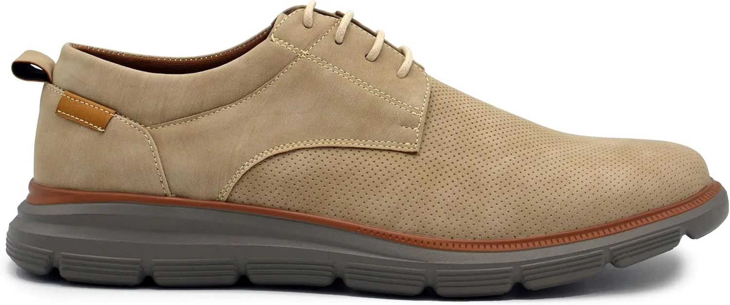 Mens EGLON Oxford, Lightweight Lace Up Sneakers, Casual Perforated Leather Shoes, Comfortable Everyday Wear (Sizes 8-12)
