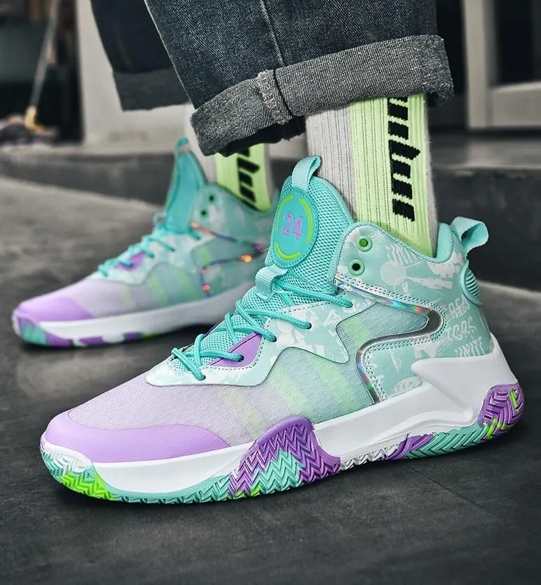 Men's Fashionable Basketball Shoes Anti Slip Shock-Absorbing Rebound Wear-Resistant Outdoor Training Sports Shoes