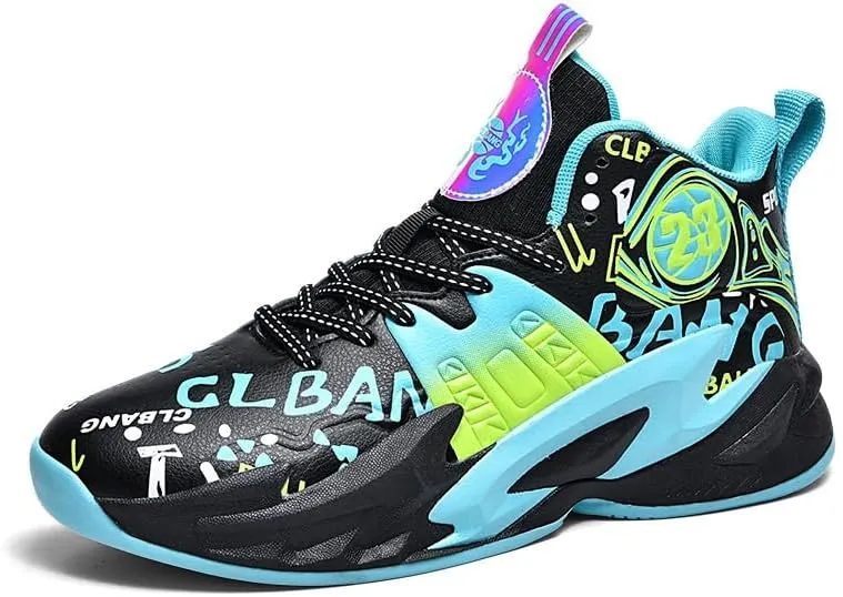 Men's High top Basketball Anti Slip Shock-Absorbing Wear-Resistant Leather Sports Training Boots