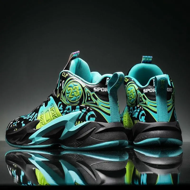 Men's High top Basketball Anti Slip Shock-Absorbing Wear-Resistant Leather Sports Training Boots