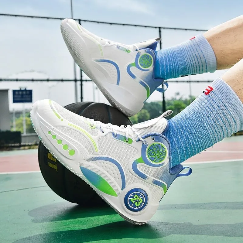 Men's High Top Basketball Shoes Anti Slip Wear-Resistant Shock-Absorbing Lightweight Sports Training Shoes