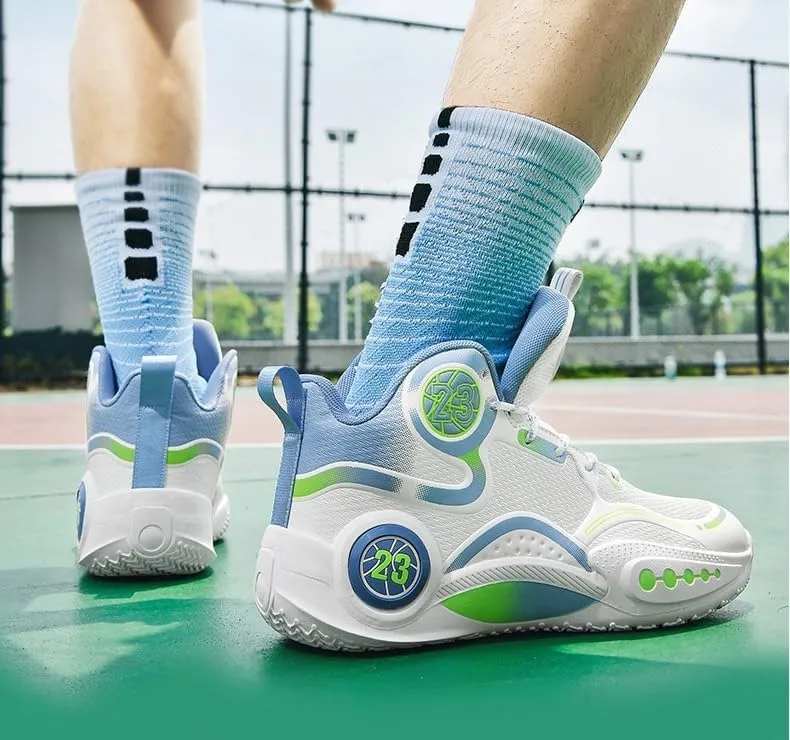 Men's High Top Basketball Shoes Anti Slip Wear-Resistant Shock-Absorbing Lightweight Sports Training Shoes