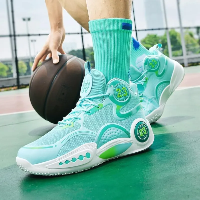 Men's High Top Basketball Shoes Anti Slip Wear-Resistant Shock-Absorbing Lightweight Sports Training Shoes