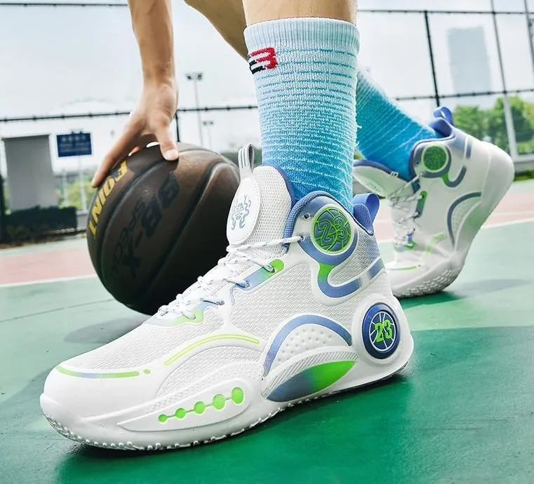 Men's High Top Basketball Shoes Anti Slip Wear-Resistant Shock-Absorbing Lightweight Sports Training Shoes