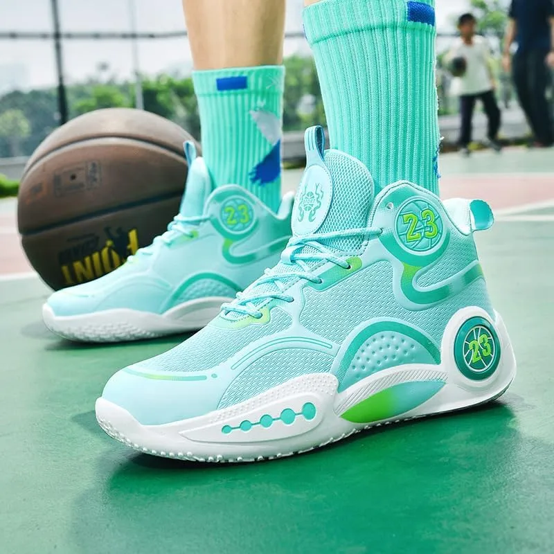 Men's High Top Basketball Shoes Anti Slip Wear-Resistant Shock-Absorbing Lightweight Sports Training Shoes