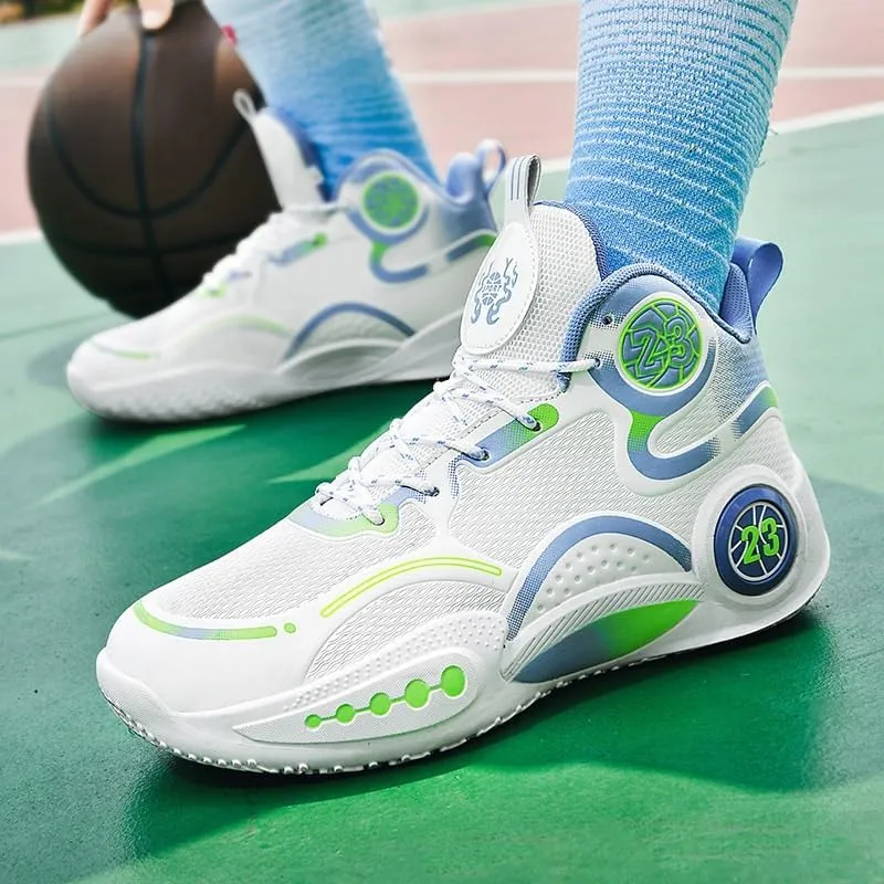 Men's High Top Basketball Shoes Anti Slip Wear-Resistant Shock-Absorbing Lightweight Sports Training Shoes