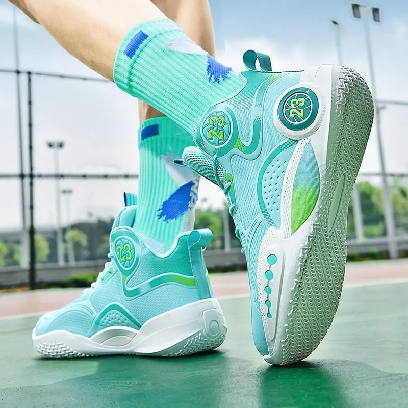 Men's High Top Basketball Shoes Anti Slip Wear-Resistant Shock-Absorbing Lightweight Sports Training Shoes