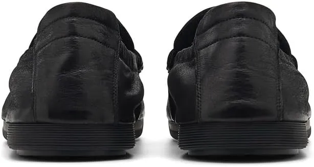 Men's Leather Hand-Sewn Flats Loafers Comfortable Round Toe Low Top Non-Slip Casual Dress Shoes