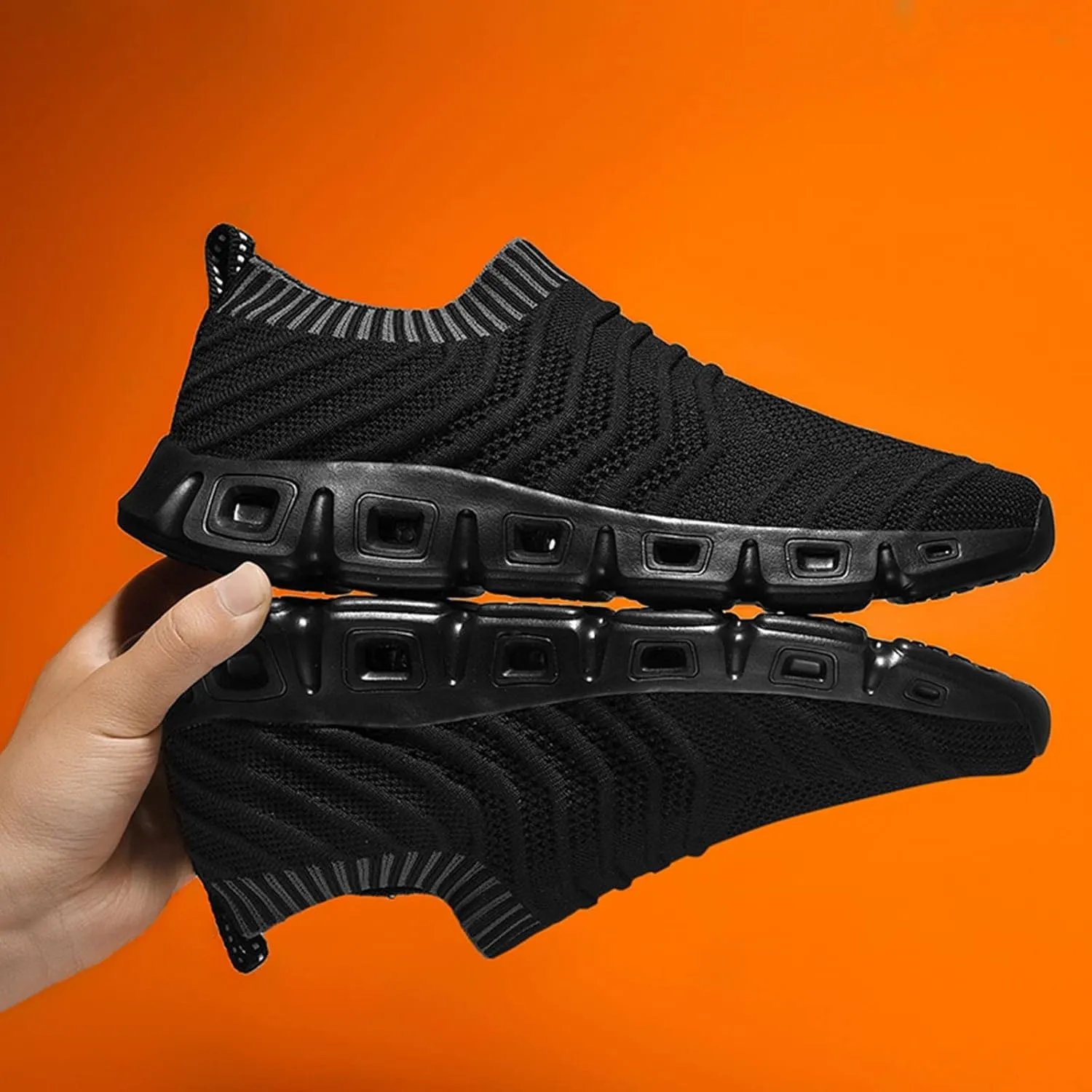 Men's Lightweight Cushion Sneakers Casual Sneaker Mesh Breathable Walking Shoe Convenient Elderly Slip On Shoes