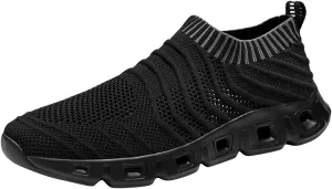 Men's Lightweight Cushion Sneakers Casual Sneaker Mesh Breathable Walking Shoe Convenient Elderly Slip On Shoes
