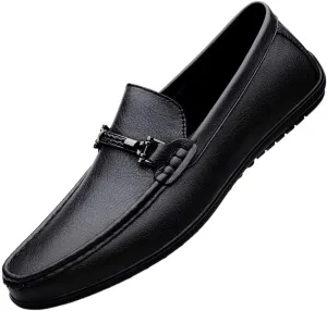 Men's Loafers Penny Loafers Solid Colors Lightweight Leather Flat Heel Lightweight Comfortable Outdoor Slip-ons