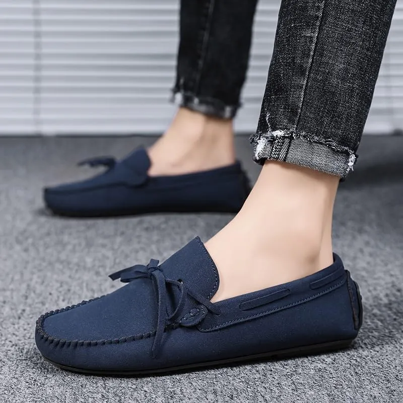 Mens Loafers Round Toe PU Leather Driving Loafers Comfortable Resistant Lightweight Walking Fashion Slip On