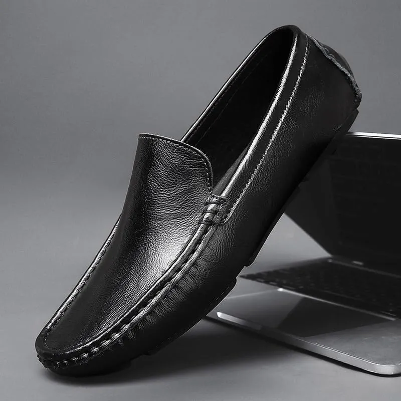 Mens Loafers Shoe Solid Color Round Toe Faux Leather Driving Loafers Lightweight Comfortable Anti-Slip Prom Slip-on