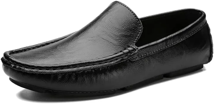 Mens Loafers Shoe Solid Color Round Toe Faux Leather Driving Loafers Lightweight Comfortable Anti-Slip Prom Slip-on