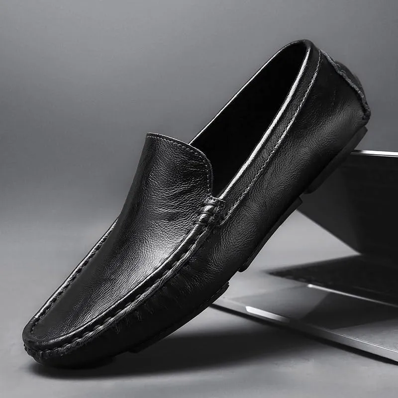 Mens Loafers Shoe Solid Color Round Toe Faux Leather Driving Loafers Lightweight Comfortable Anti-Slip Prom Slip-on