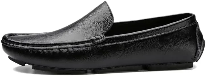 Mens Loafers Shoe Solid Color Round Toe Faux Leather Driving Loafers Lightweight Comfortable Anti-Slip Prom Slip-on