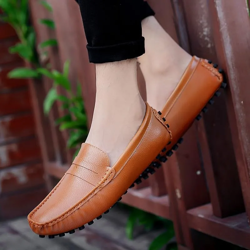 Men's Loafers Shoes Square Toe PU Leather Penny Driving Loafers Comfortable Resistant Anti-Slip Walking Prom Slip On
