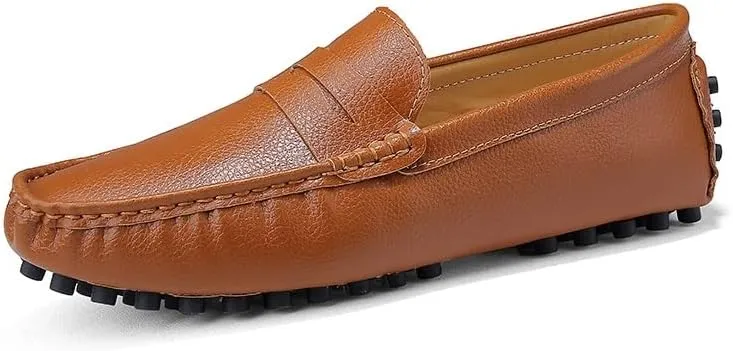 Men's Loafers Shoes Square Toe PU Leather Penny Driving Loafers Comfortable Resistant Anti-Slip Walking Prom Slip On