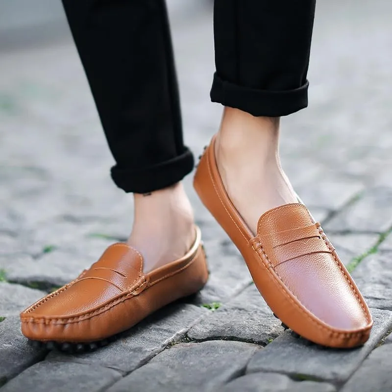Men's Loafers Shoes Square Toe PU Leather Penny Driving Loafers Comfortable Resistant Anti-Slip Walking Prom Slip On