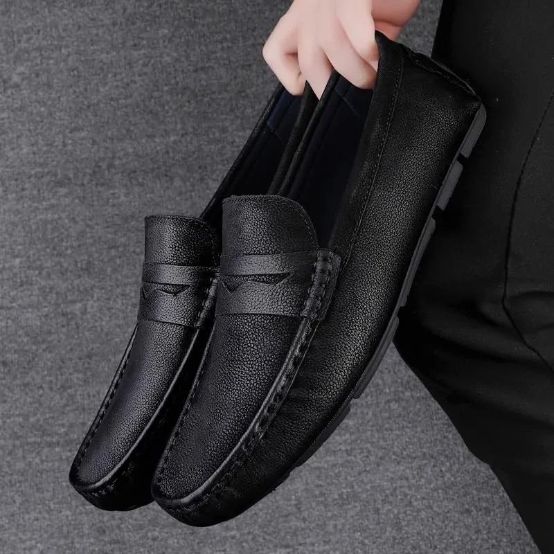 Mens Loafers Square Toe Nubuck Leather Penny Driving Loafers Comfortable Anti-Slip Slip Resistant Outdoor Prom Slip-ons