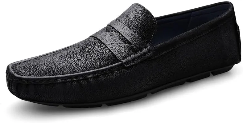 Mens Loafers Square Toe Nubuck Leather Penny Driving Loafers Comfortable Anti-Slip Slip Resistant Outdoor Prom Slip-ons