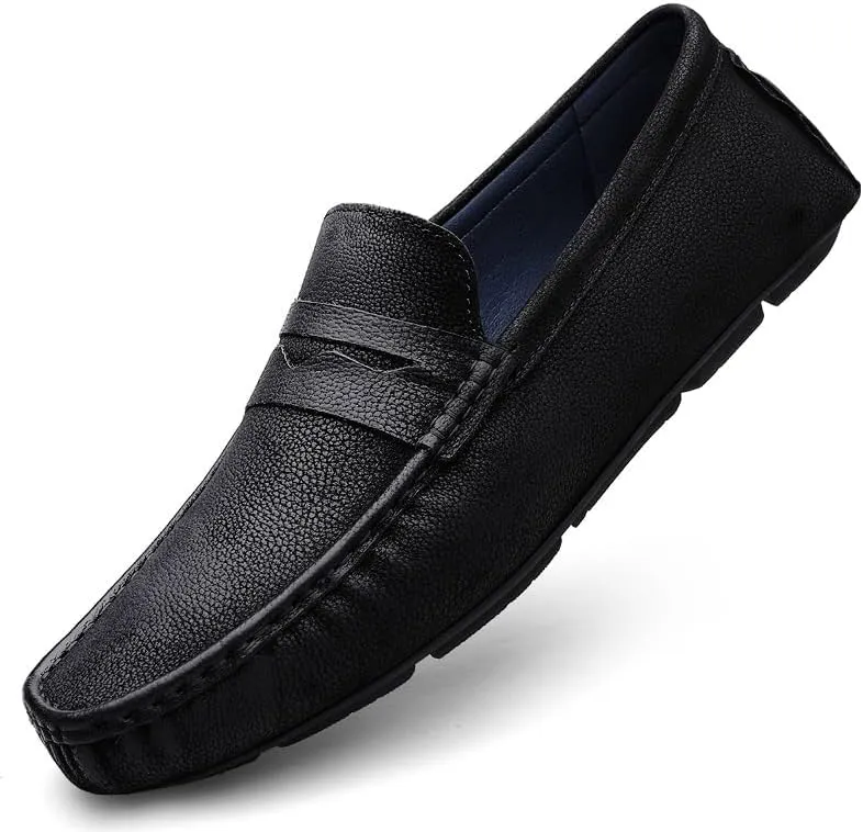 Mens Loafers Square Toe Nubuck Leather Penny Driving Loafers Comfortable Anti-Slip Slip Resistant Outdoor Prom Slip-ons