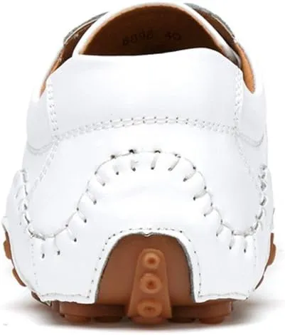 Men's Non-Slip Breathable Outdoor Loafers Hollow Out Leather Driving Walking Shoes Lace Up Casual Boat Shoes
