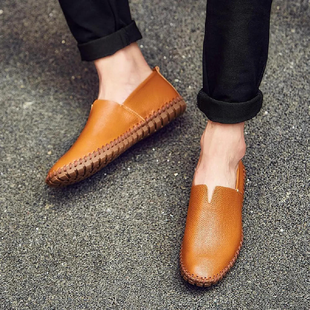Mens Non-Slip Loafers Leather Fashion Casual Shoes Outdoor Comfortable Walking Shoes Lightweight Oxfords