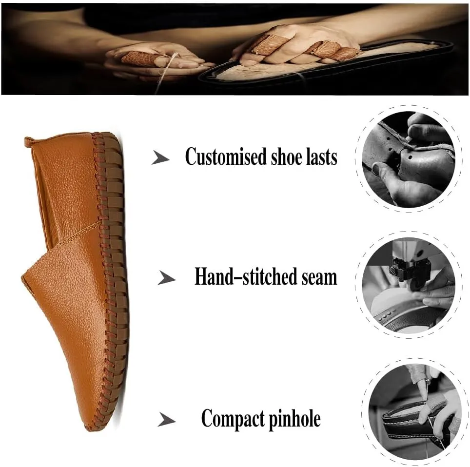 Mens Non-Slip Loafers Leather Fashion Casual Shoes Outdoor Comfortable Walking Shoes Lightweight Oxfords