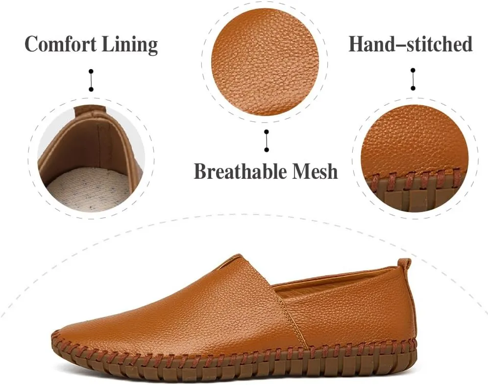 Mens Non-Slip Loafers Leather Fashion Casual Shoes Outdoor Comfortable Walking Shoes Lightweight Oxfords