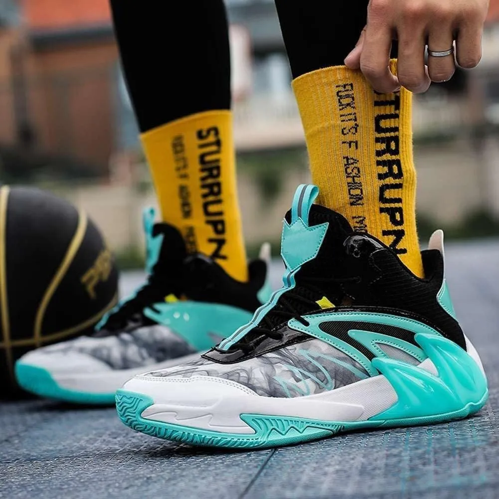 Men's Outdoor Basketball Shoes High top Rebound Wear-Resistant Shock-Absorbing Sports Running Training Boots