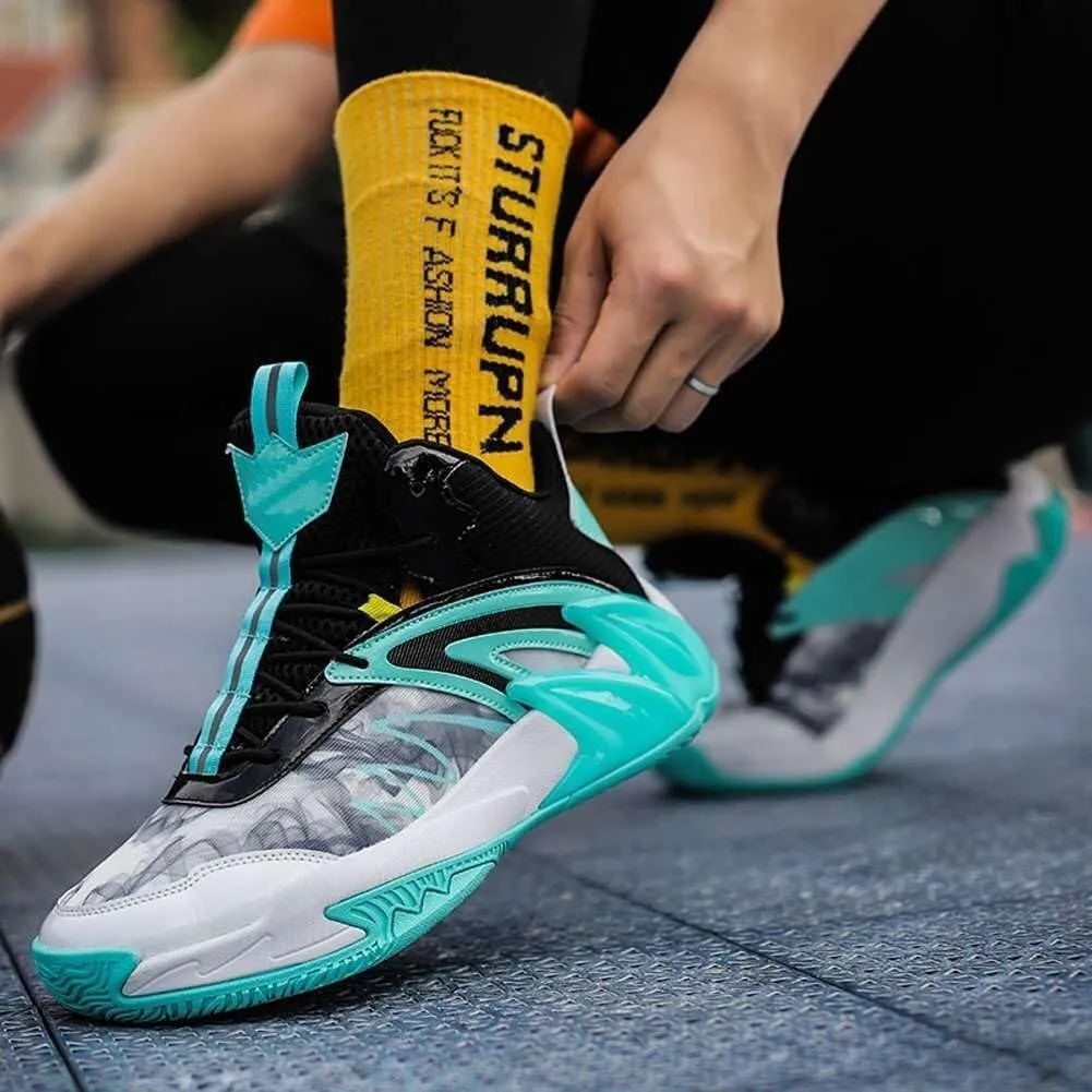 Men's Outdoor Basketball Shoes High top Rebound Wear-Resistant Shock-Absorbing Sports Running Training Boots