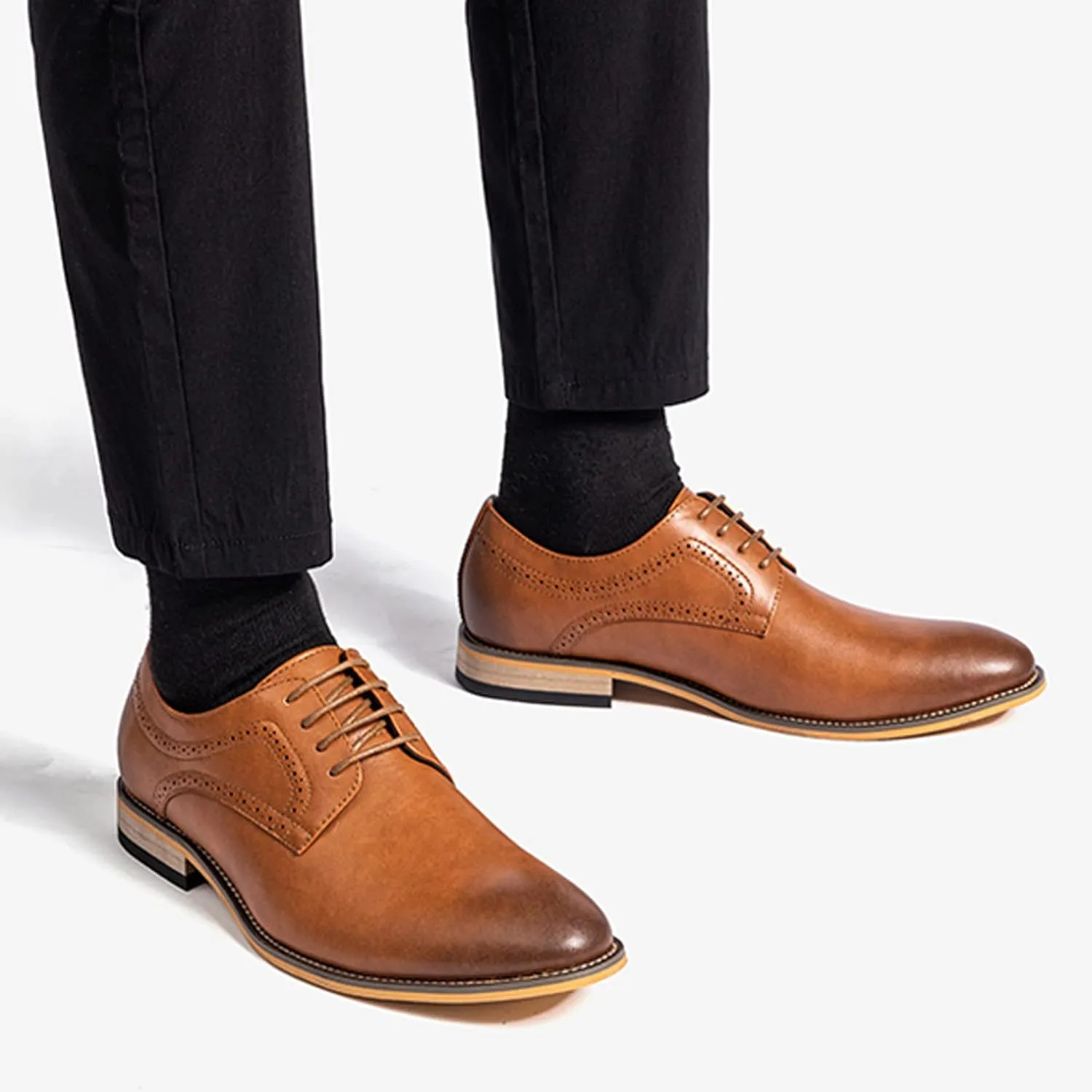 Men's Oxford Formal Dress Shoes Comfortable Classic Business Lace Up Derby Plain Toe