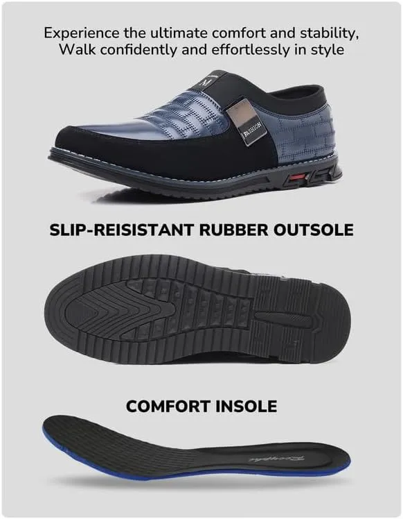 Men??s Oxford No-Stripe Orthopedic Leather Shoes Derby Formal Business Dress Sneakers Casual Walking Driving Slip-on Loafers