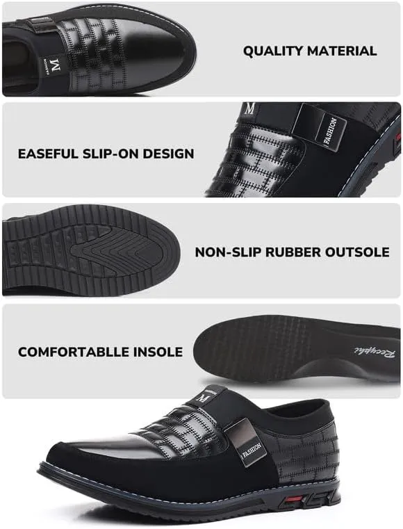 Men??s Oxford No-Stripe Orthopedic Leather Shoes Derby Formal Business Dress Sneakers Casual Walking Driving Slip-on Loafers