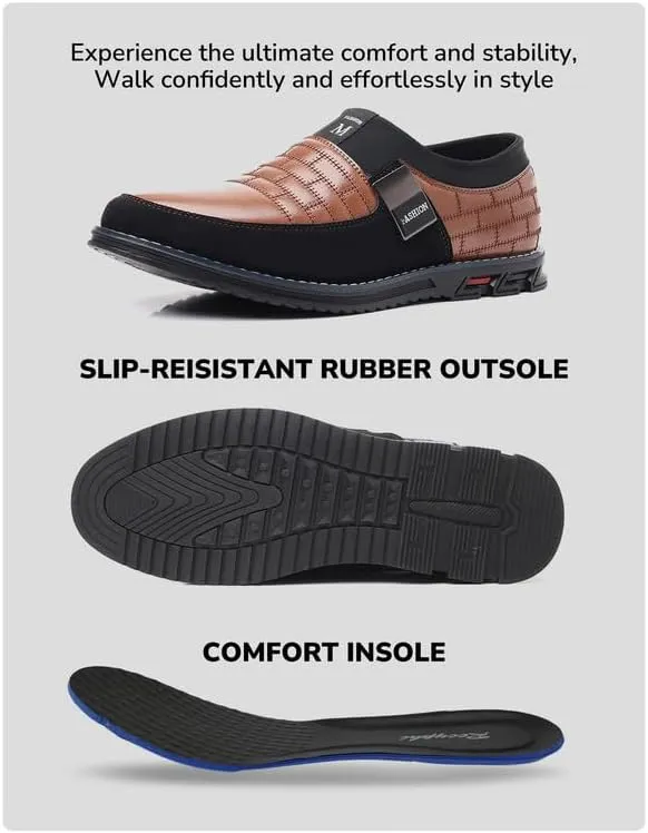 Men??s Oxford No-Stripe Orthopedic Leather Shoes Derby Formal Business Dress Sneakers Casual Walking Driving Slip-on Loafers