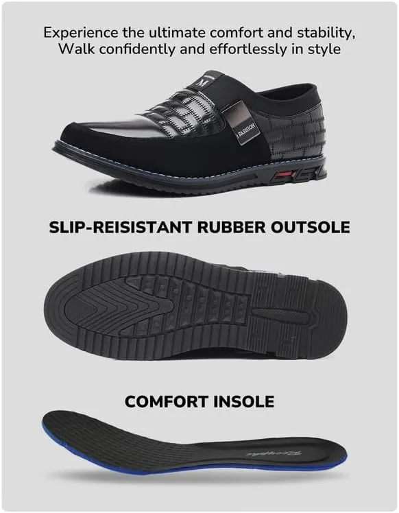 Men??s Oxford No-Stripe Orthopedic Leather Shoes Derby Formal Business Dress Sneakers Casual Walking Driving Slip-on Loafers