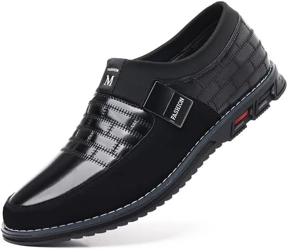 Men??s Oxford No-Stripe Orthopedic Leather Shoes Derby Formal Business Dress Sneakers Casual Walking Driving Slip-on Loafers